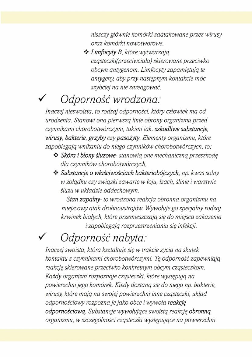 Układ
odpornościowy
Budowa układu odpornościowego:
W jego skład wchodzą wszystkie narządy układu limfatycznego, a
także błony śluzowe, skóra