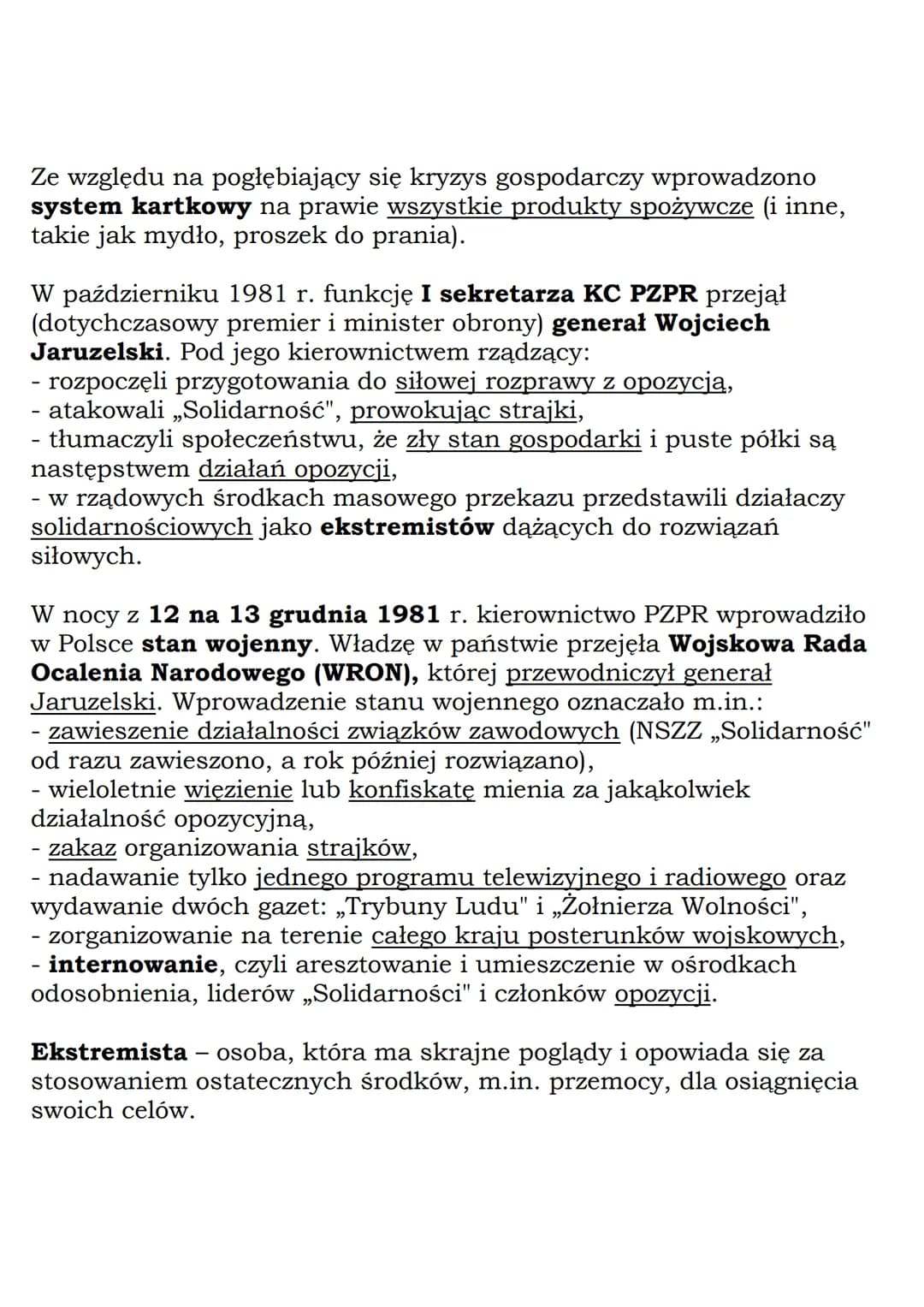 Moralnym triumfem „Solidarności” było przyznanie Lechowi Wałęsie
w 1983 r. Pokojowej Nagrody Nobla.

Ostatnie lata PRL
Stan wojenny został o