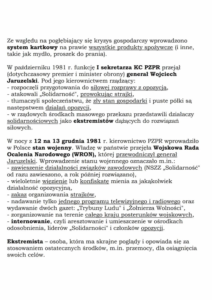 Moralnym triumfem „Solidarności” było przyznanie Lechowi Wałęsie
w 1983 r. Pokojowej Nagrody Nobla.

Ostatnie lata PRL
Stan wojenny został o