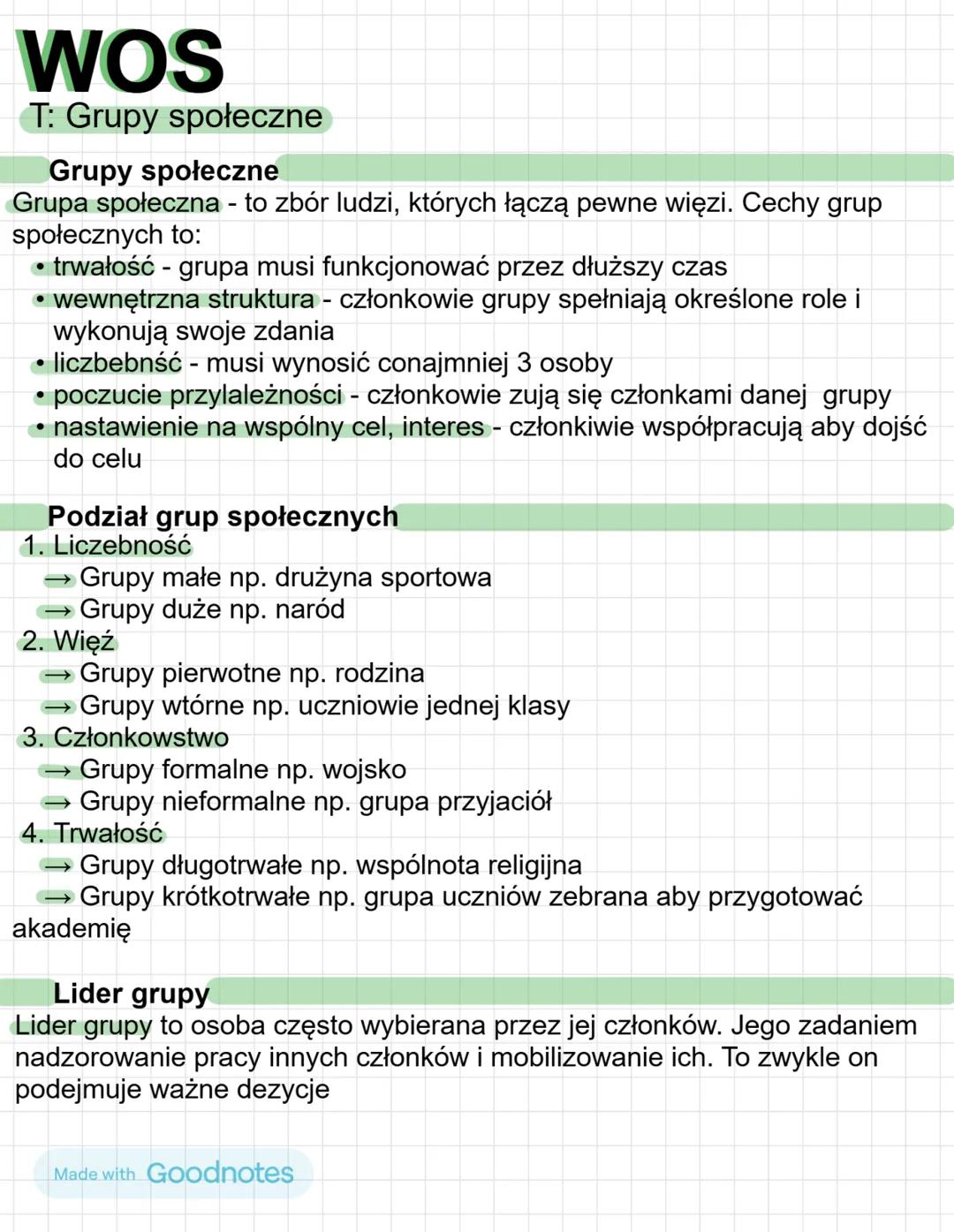 # WOS

T: Grupy społeczne

Grupy społeczne

Grupa społeczna - to zbór ludzi, których łączą pewne więzi. Cechy grup
społecznych to:

*   trwa