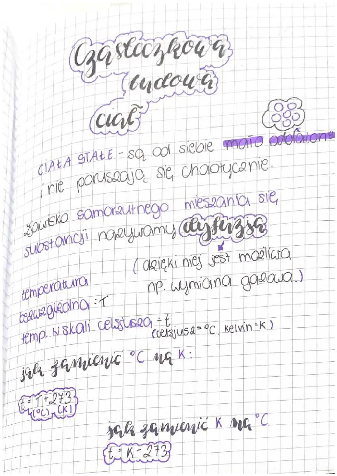 Cząsteczkowa budowa ciał fizyka klasa 7