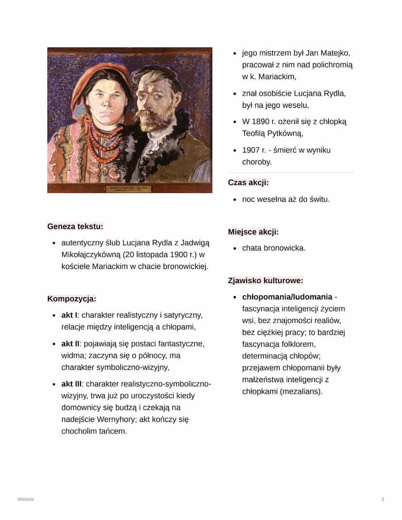 Wesele
Wesele
Author
O Score
Stanisław Wyspiański
Completed @September 17, 2023
Status
Ⓒ Type
Done
Book
Stanisław Wyspiański
(1869-1907)
• a