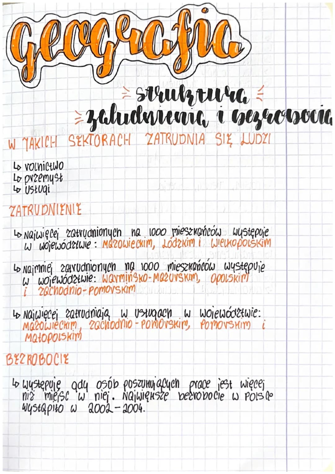geografic
Struktura
zaludnienia i bezrossocia
W YAKICH SEKTORACH ZATRUDNIA SIĘ LUDZI
vocnictwo
Lo przemyst
Usługi
ZATRUDNIENIE
↳ Najwięcej z