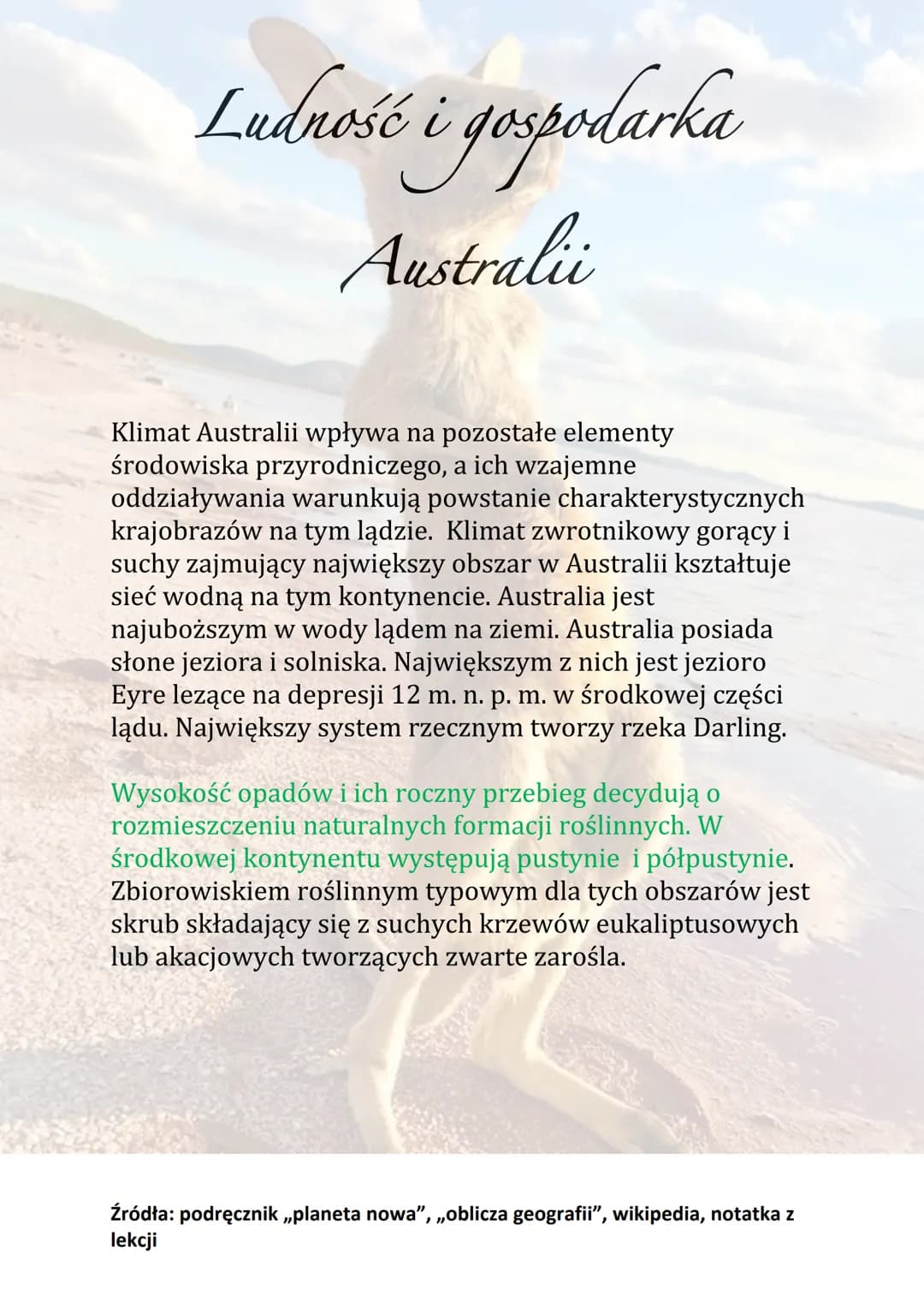 Ludność i gospodarka
Australii
Uważa się, że rdzenni mieszkańcy Australii i Oceanii
przybyli tam z Azji. Ciemnoskórzy Aborygeni
Australijscy