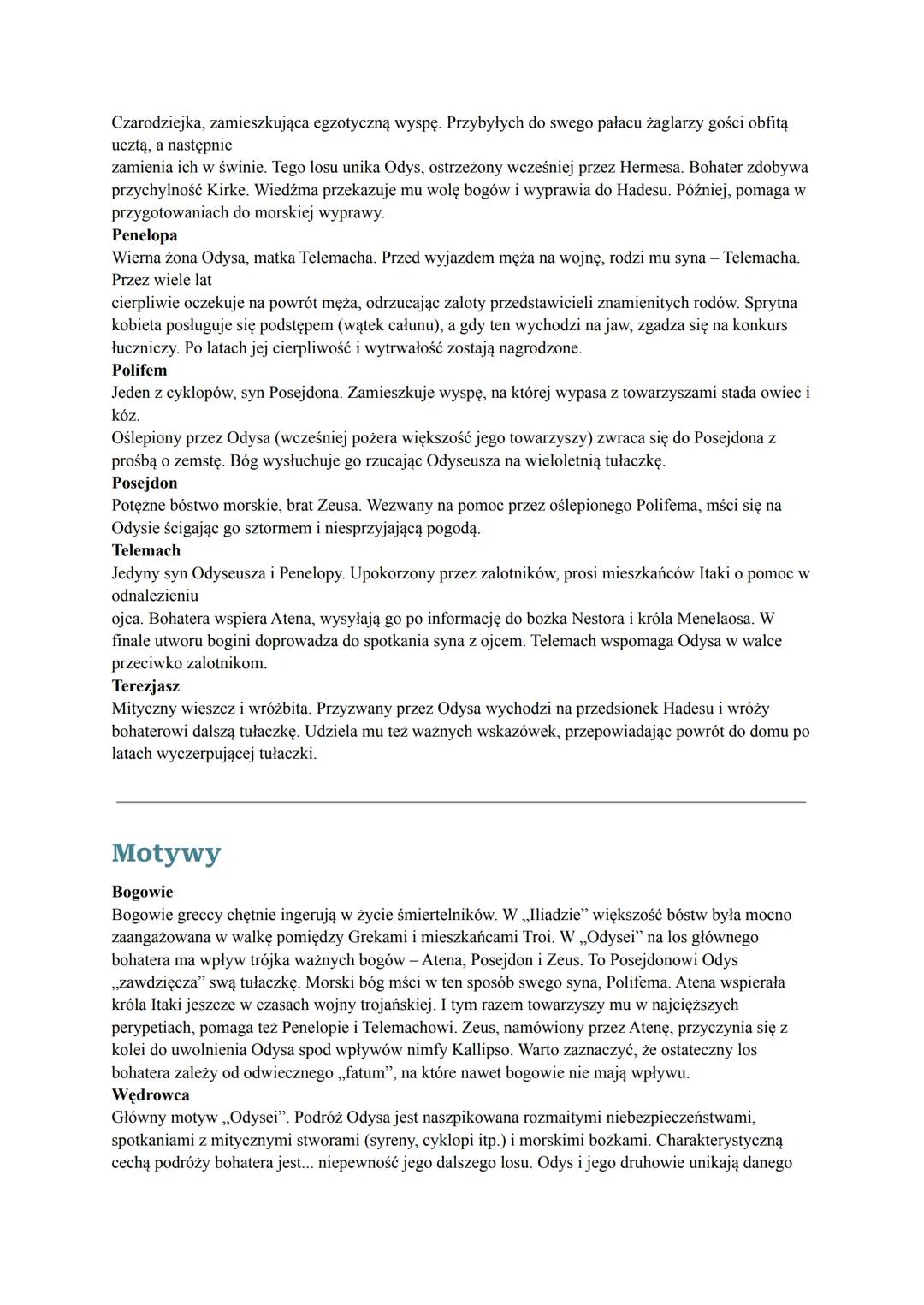 ODYSEJA Odyseja - streszczenie Atena, wzruszona długotrwałą tułaczką Odyseusza prosi Zeusa, by ten raczył wspomóc bohatera spod
Troi. Za jeg