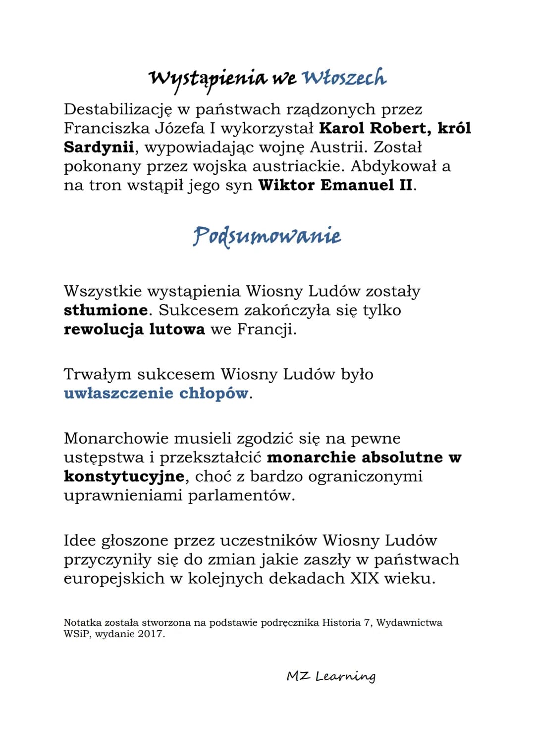 Europa w okresie Wiosny Ludów
Wiosna Ludów - fala rewolucji i powstań, która
ogarnęła Europę w latach 1848/49.
Przyczyny Wiosny Ludów:
- klę