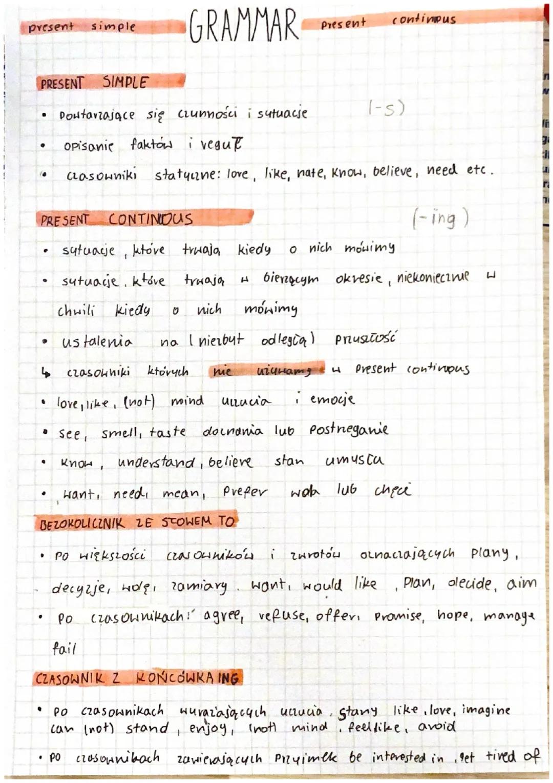 present simple
PRESENT SIMPLE
·
●
PRESENT CONTINOUS
.
●
sytuacje, które trwaja kiedy
sytuacje, którve trwają
chwili
kiedy 0
nich
ustalenia n