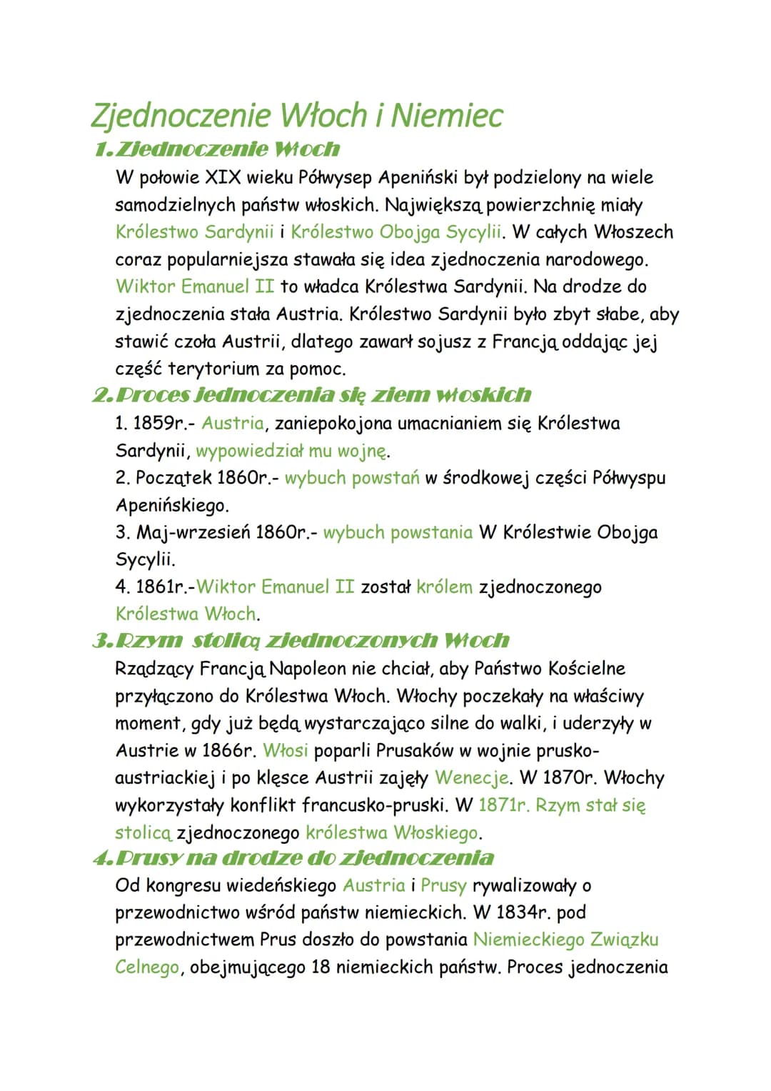 Zjednoczenie Włoch i Niemiec
1.Zjednoczenie Włoch
W połowie XIX wieku Półwysep Apeniński był podzielony na wiele
samodzielnych państw włoski
