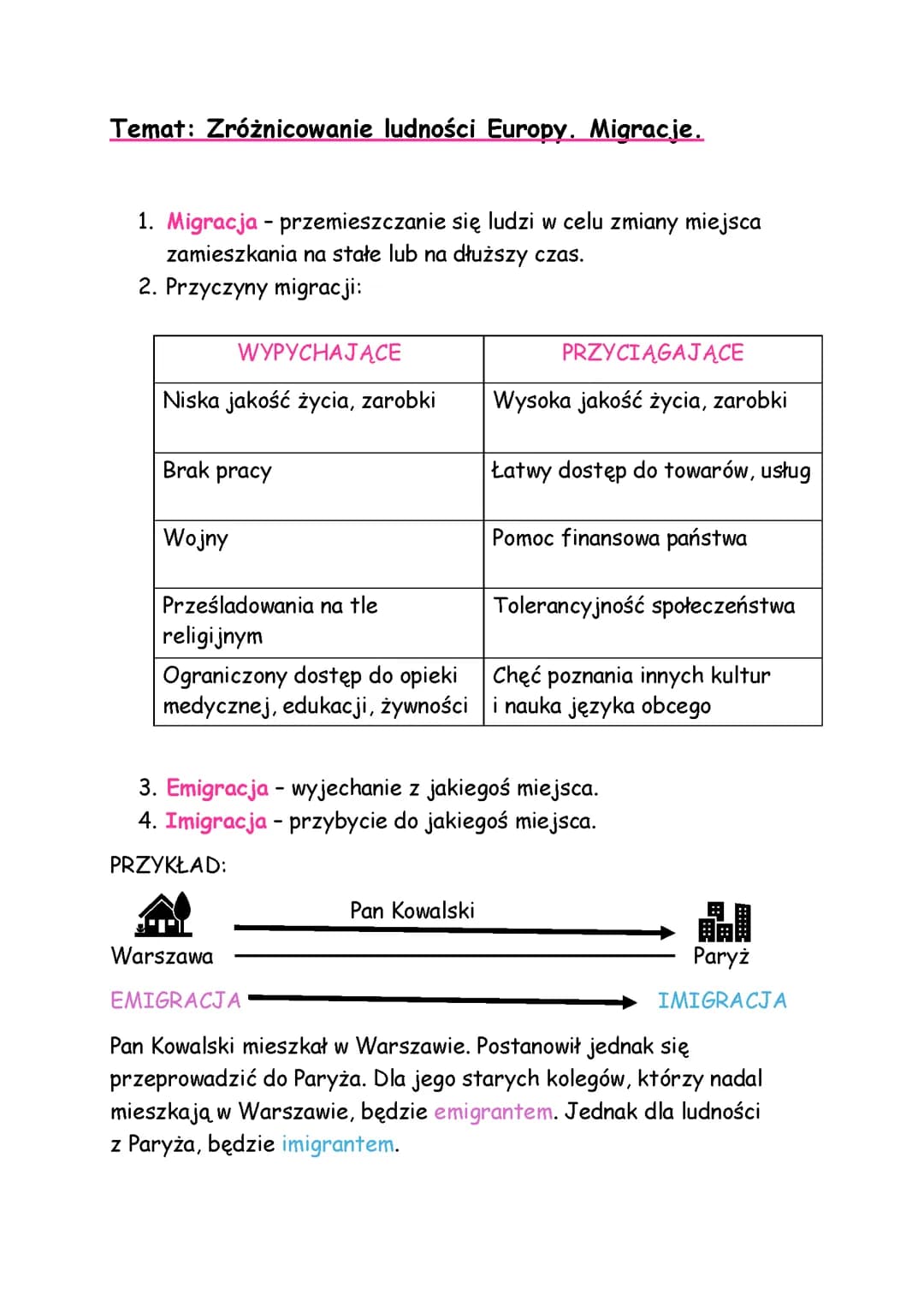 Zróżnicowanie ludności Europy. Migracje
