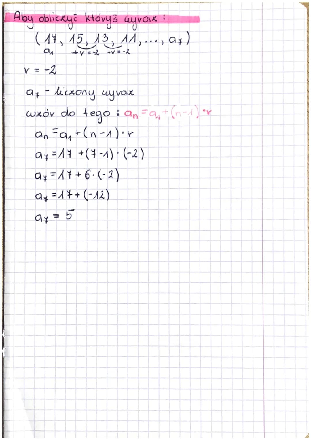 Ciągi
Ciąg arytmetyczny
V-voznica
✓ = an+ ₁ - an
wzor na różnicę
a₁ = a₁ + (n=1) ³✓ wzór na n-ty wyroix
an-1 +an +1
Svoolkony wyraz
an =
Sn=