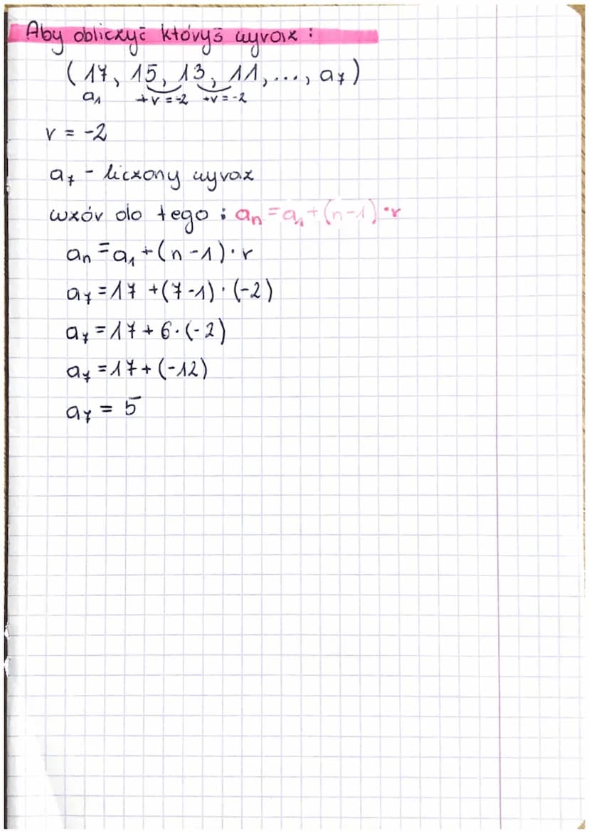 Ciągi
Ciąg arytmetyczny
V-voznica
✓ = an+ ₁ - an
wzor na różnicę
a₁ = a₁ + (n=1) ³✓ wzór na n-ty wyroix
an-1 +an +1
Svoolkony wyraz
an =
Sn=