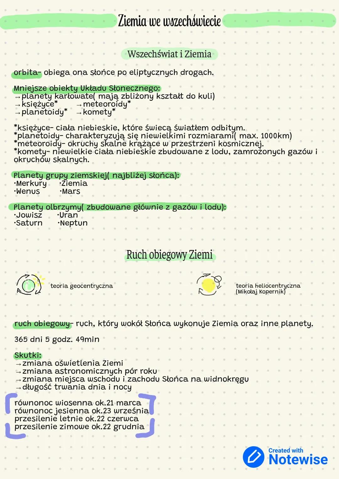 Ziemia w Kosmosie - Notatki Rozdziałowe