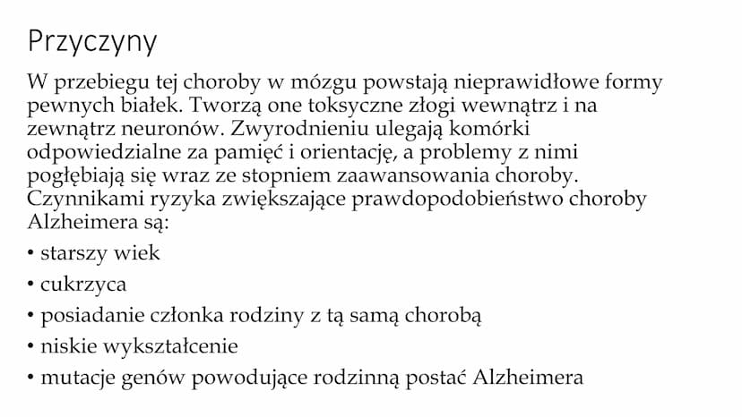 
<p>Choroba Alzheimera to neurodegeneracyjna choroba, która prowadzi do postępującego otępienia. W przebiegu tej choroby w mózgu powstają ni