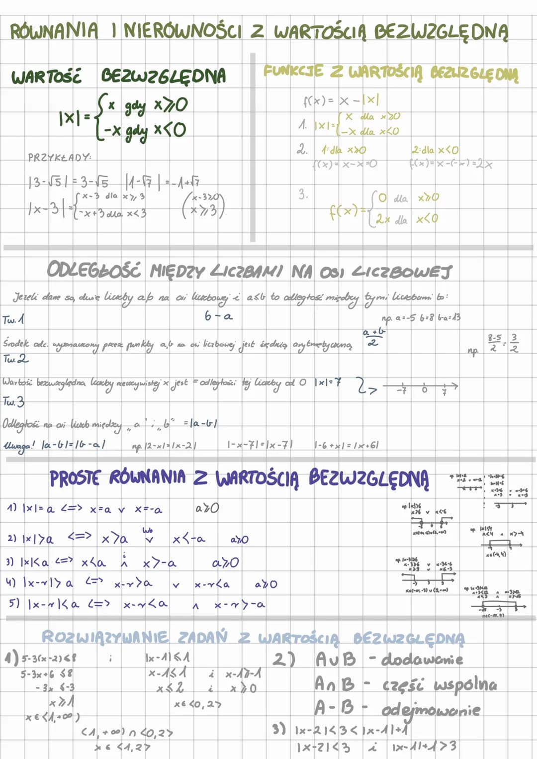 ROWNANIA I NIERÓWNOŚCI
WARTOŚĆ BEZWZGLĘDNA
x gdy x70
1x1 = {-x gdy x<0
PRZYKŁADY:
13-√51-3-√5 |1-17 | = −1+√7
x-3 dla x7, 3
x-320
1x-3-2-x+3
