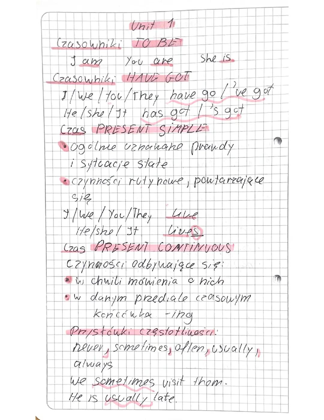 Unit 1 - Angielski dla Klasy 7