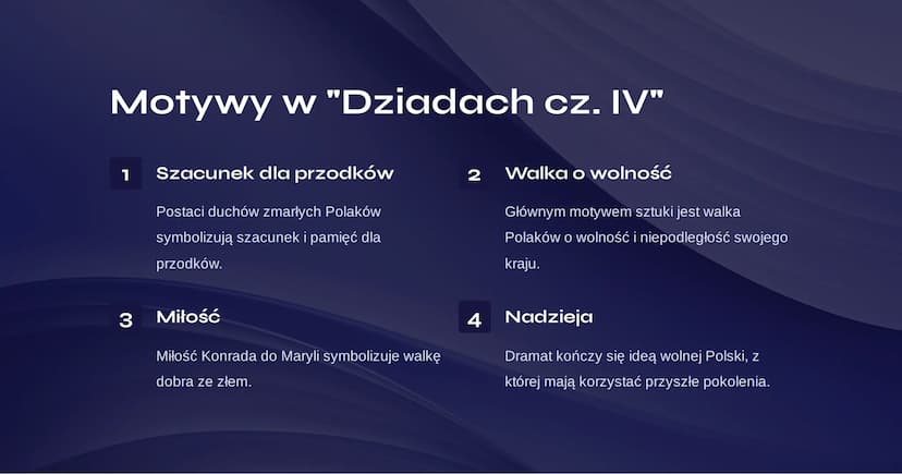 "Dziady cz. IV"
Dziady cz. IV to polska sztuka teatralna autorstwa Adama
Mickiewicza. Przedstawia ona historię polskiego narodu i kładzie
na