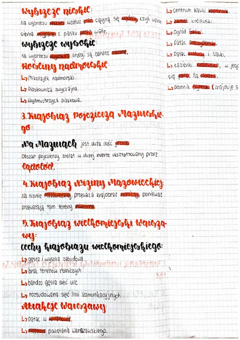 Geografia at 2
Dział
1. co to jest krajobraz?
Podstawowe elementy krajobrazu:
Lukształtowanie powierzchni (np. równiny, góry).
L> Skaty budu