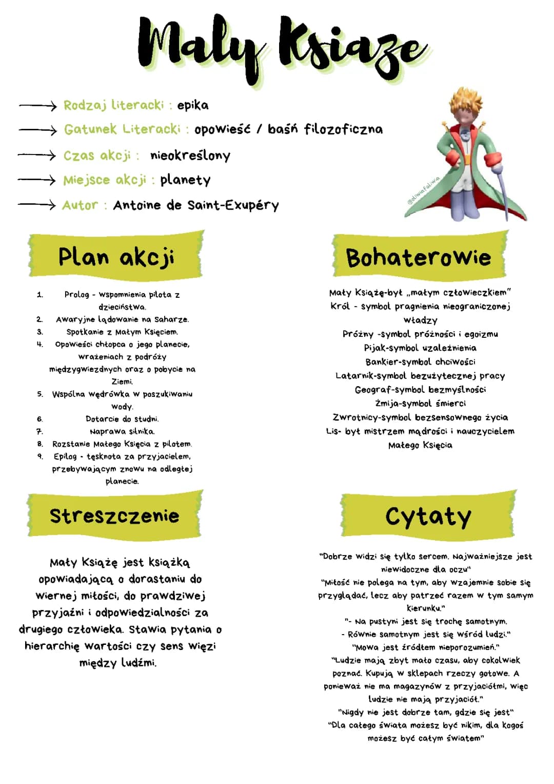 Mały Książę - Streszczenie Szczegółowe i Krótkie, Cytaty i Quiz