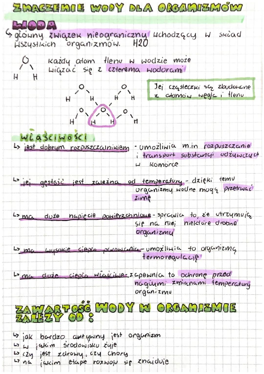 ZNACZENIE WODY DLA ORGANIZMOW
HODA
glowny związek nieograniczny wchodzący w skiad
Wszystkich organizmow. H2O
O
H
H
دا
L>
każdy atom tlenu w 