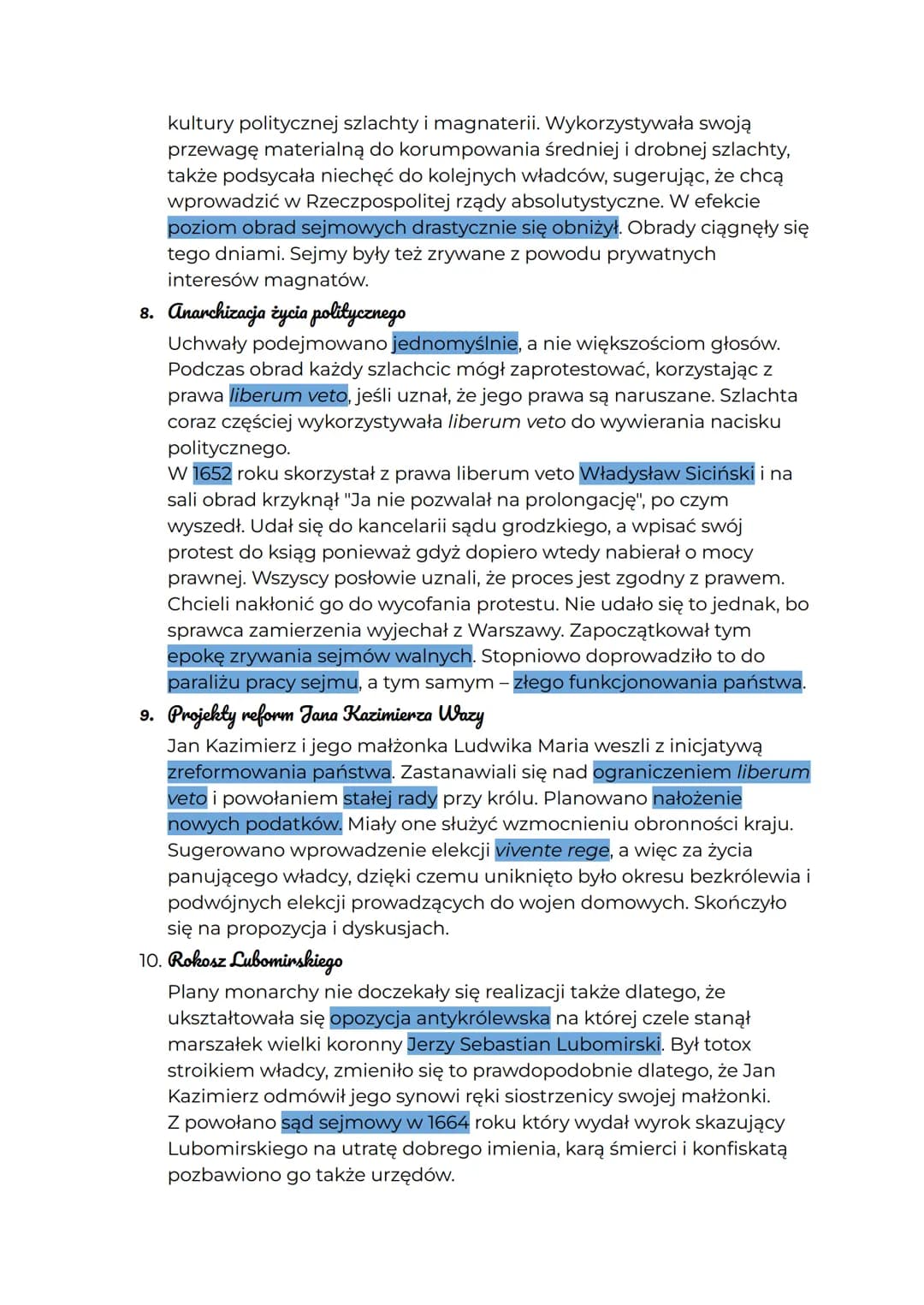 Kryzys RP w drugiej połowie XVII w.
1. Straty ludnościowe w wyniku wojen z XVII w.
Wojny wraz z towarzyszącymi im klęskami elementarnymi
prz