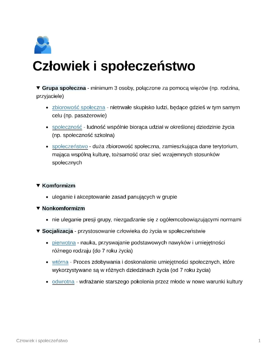 Notatki z historii i WOS - Klasa 5 i 7, Człowiek i społeczeństwo