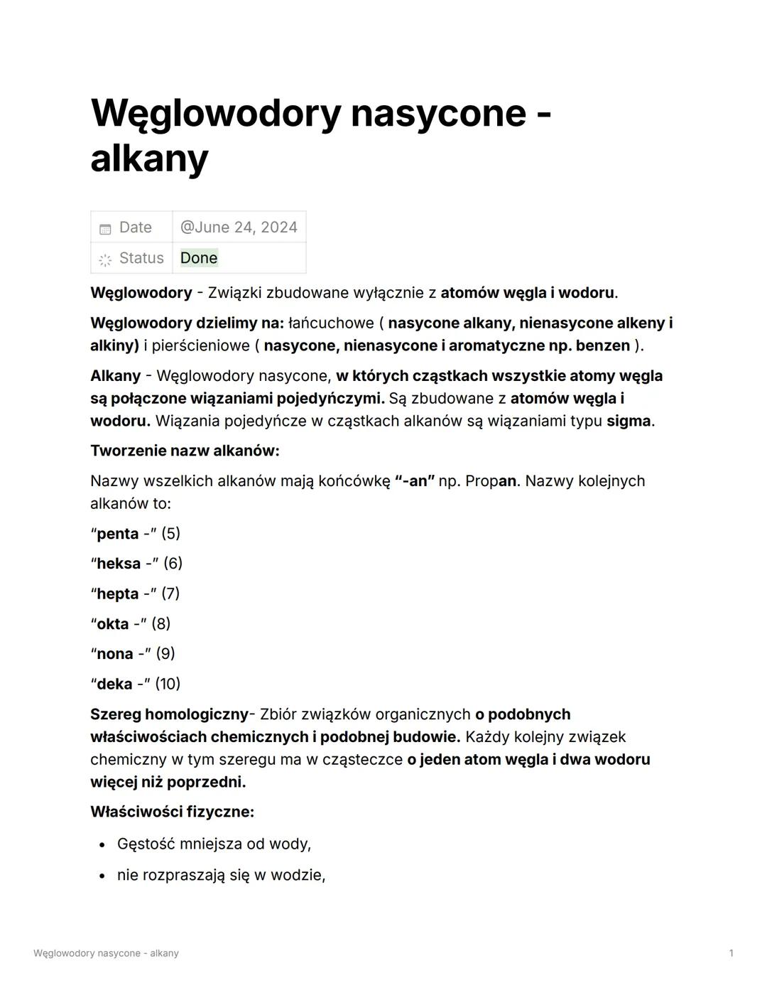 Węglowodory nasycone: Alkany - Podstawy i Właściwości