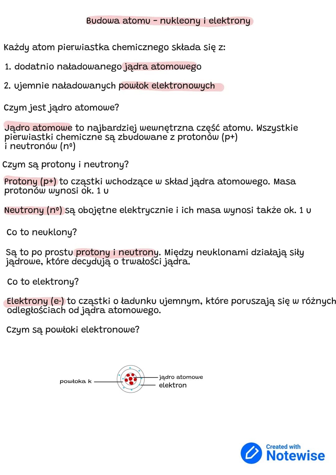 Budowa atomu - nukleony I elektrony 