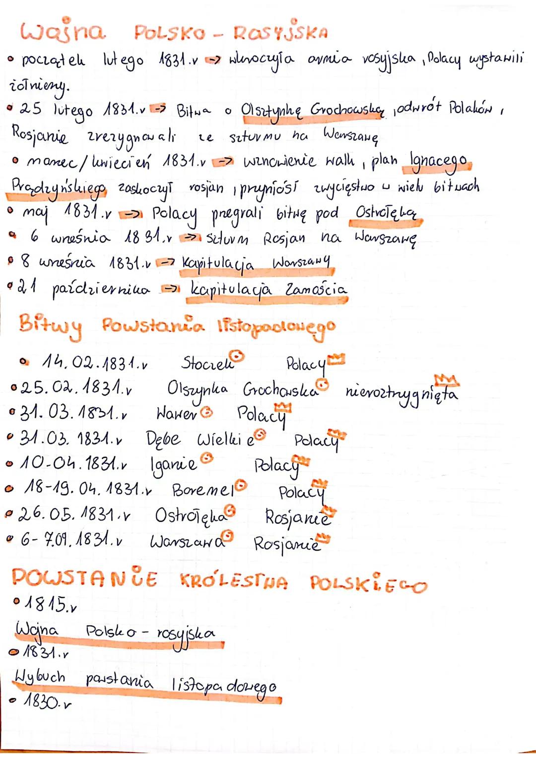 Powstanie
Listopadowe
Cor Aleksander I
ustanowił konstytucję
- vozbudowal tajną policję
wprowadzii cenzurę
i wolności
kaliszanie → preciculo