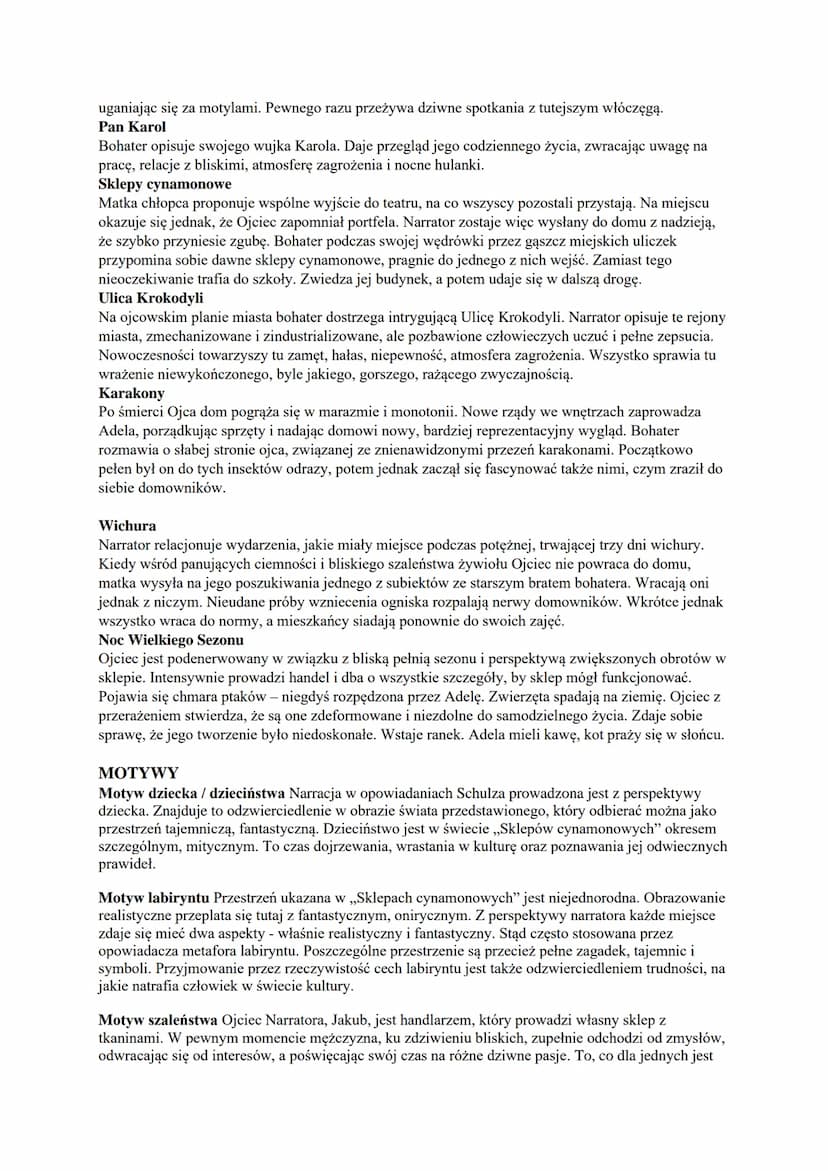 SKLEPY CYNAMONOWE
Autor: Bruno Schulz
Rodzaj literacki: epika
Gatunek literacki: opowiadanie
Epoka: 20-lecie międzywojenne
Czas i miejsce ak