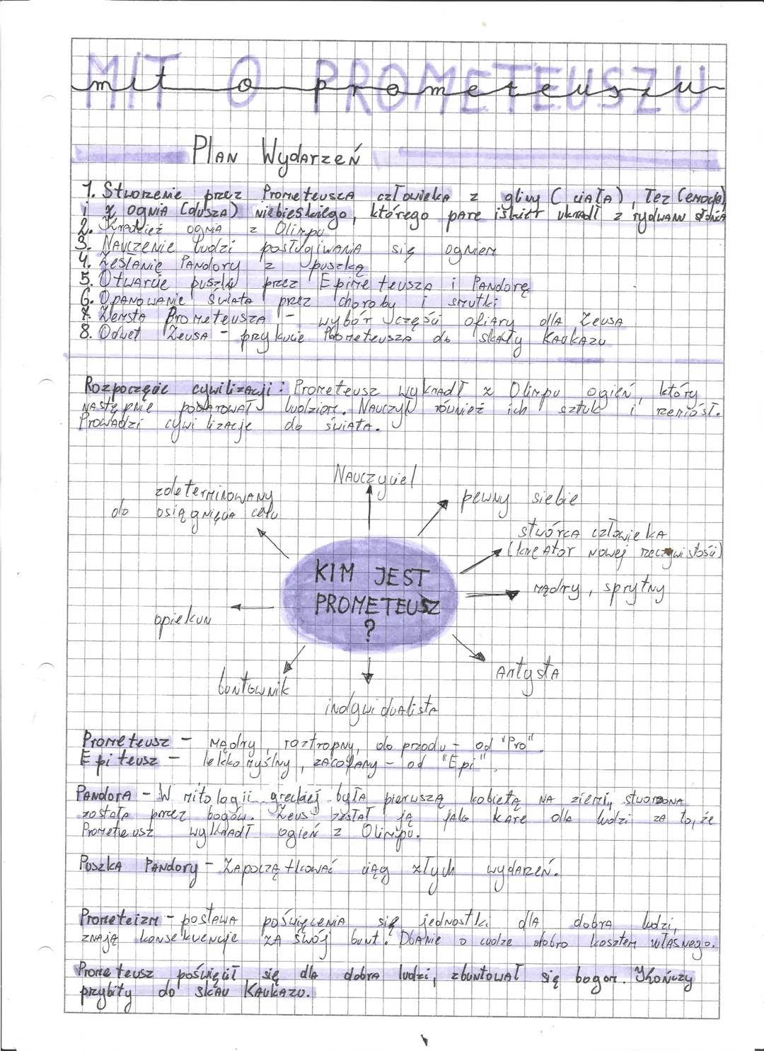 # mit o prometeuszu

Plan Wydarzeń

1.  Stworzenie przez Prometeusza człowieka z glive CCIATA) Tez CeNode)
   Ognia (dusza) Niebieskiego, kt