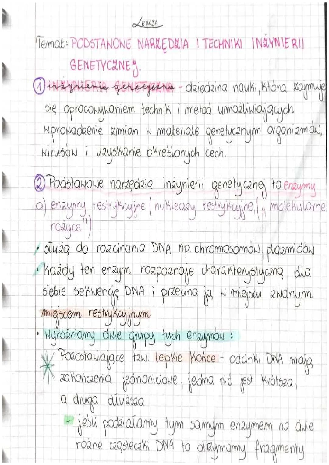 PODSTAWOWE NARZĘDZIA I TECHNIKI INŻYNIERII GENETYCZNEJ