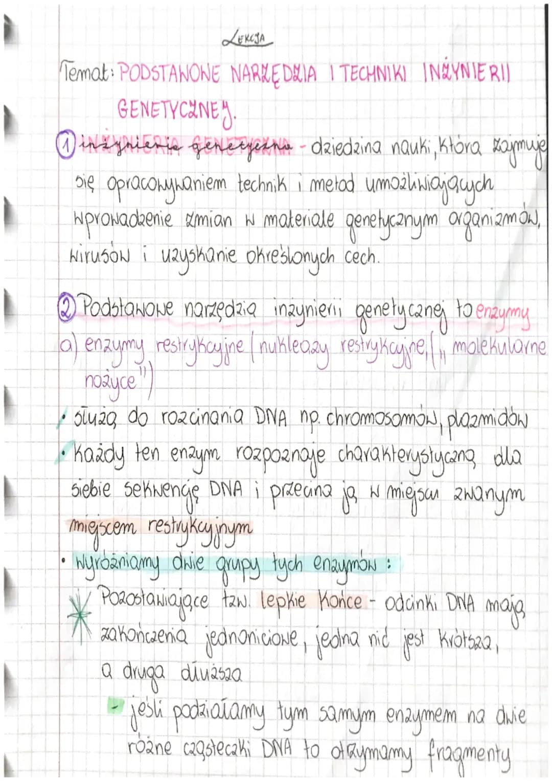 1
LEKCJA
Temat: PODSTAWOWE NARZĘDZIA I TECHNIKI INGYNIERII
GENETYCZNEY.
Ⓒinżynieris genecyesha - dziedzina nauki, która zajmuje
się opracowy