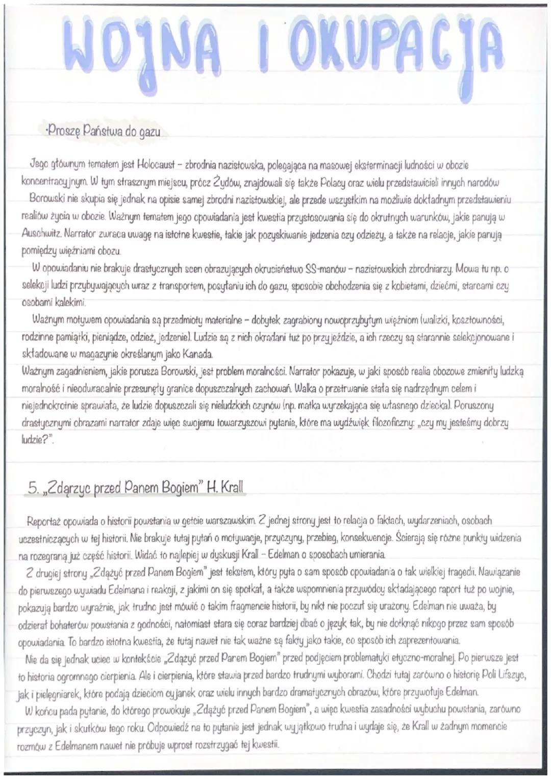 WOJNA I OKUPACJA
I. pokolenie Kolumbów" KK Baczyńskiego
Wiersz pokazuje, jak wydarzenia II wojny światowej odbiły się na ludziach, którym ud