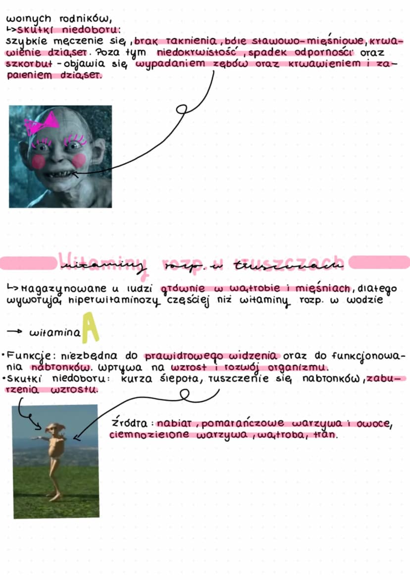 WITAMINY
L> TO zw.org., których organizm nie wytwarza lub które wytwarza w.
minimalnej niewystarczającej ilości. Nie pernia, funkcji budulco