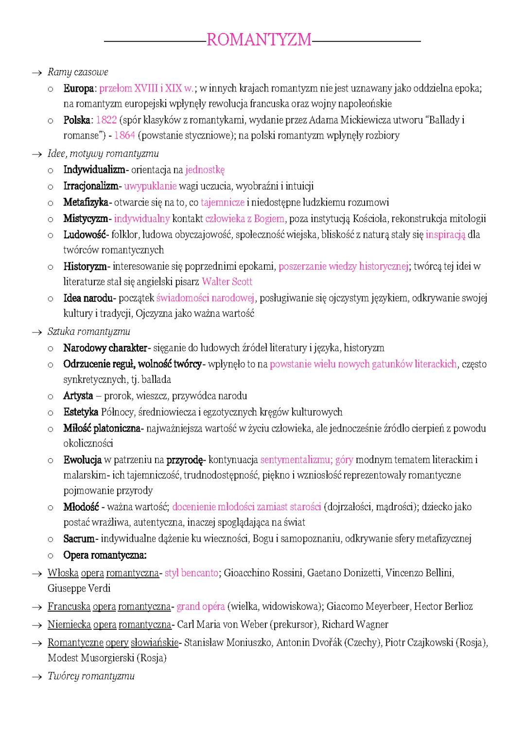 Romantyzm- idee, motywy, sztuka, twórcy epoki