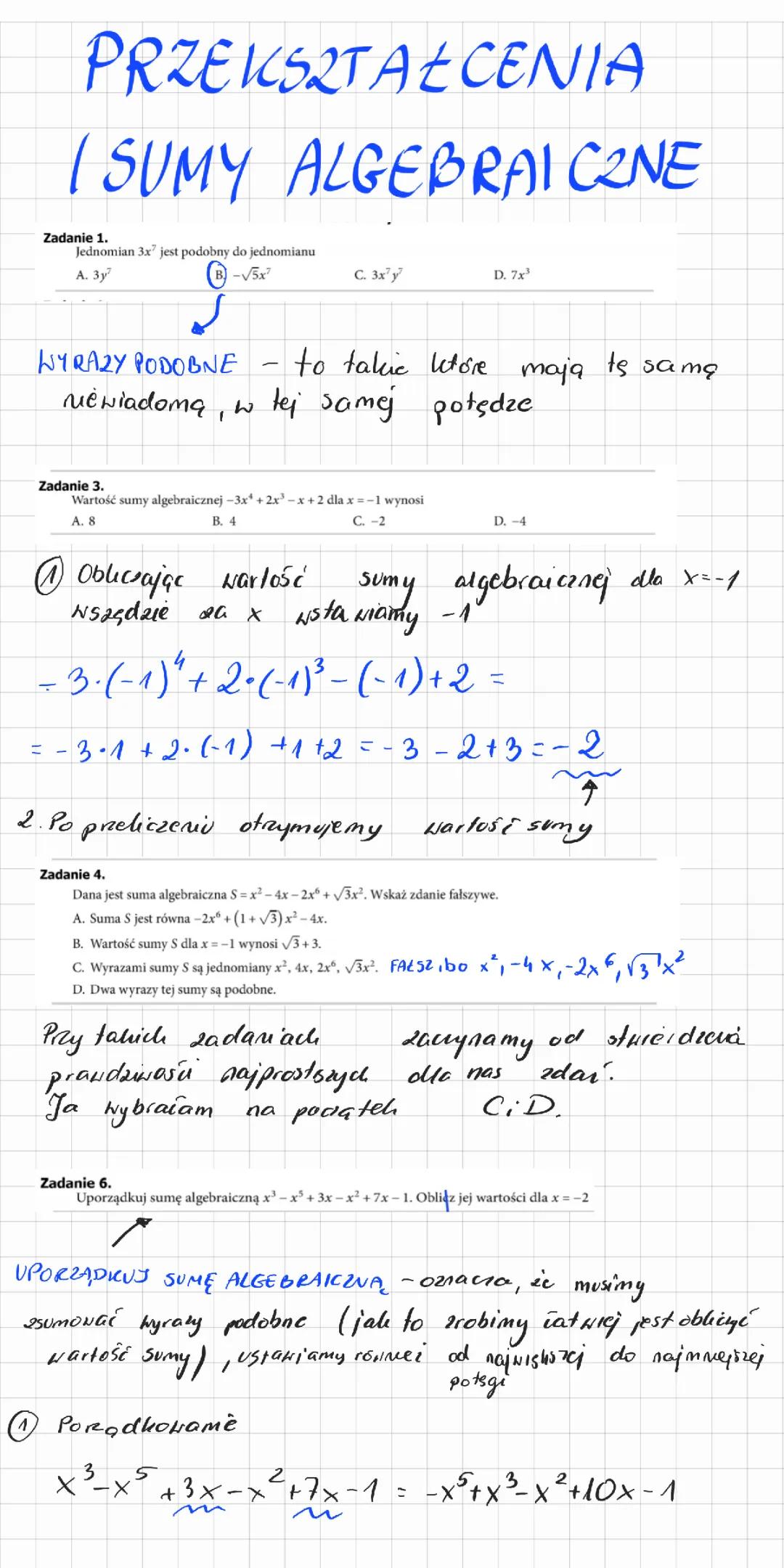 Przekształcanie Wyrażeń Algebraicznych dla Klasy 7 i 8 - Zadania i Sztuczki