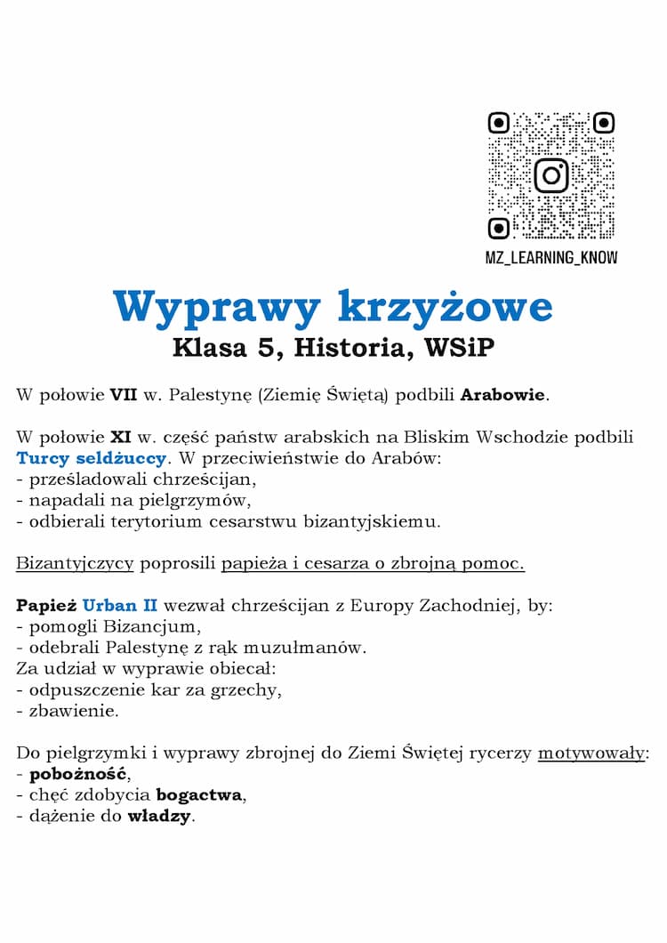 Know Wyprawy krzyżowe Klasa 5, Historia, WSiP thumbnail