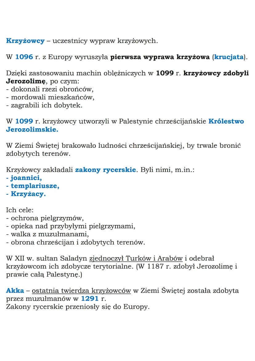 --- OCR Start ---
MZ_LEARNING_KNOW
Wyprawy krzyżowe
Klasa 5, Historia, WSiP
W połowie VII w. Palestynę (Ziemię Świętą) podbili Arabowie.
W p
