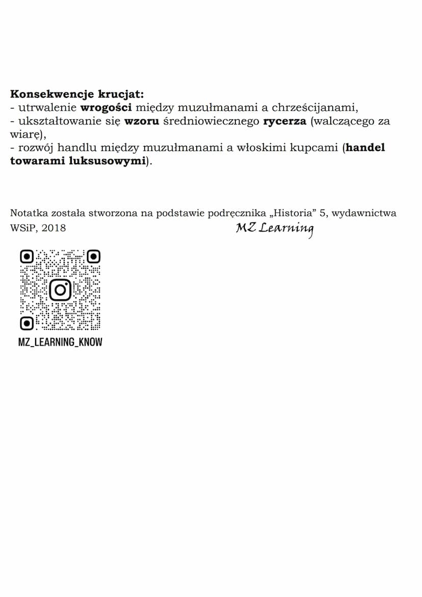 --- OCR Start ---
MZ_LEARNING_KNOW
Wyprawy krzyżowe
Klasa 5, Historia, WSiP
W połowie VII w. Palestynę (Ziemię Świętą) podbili Arabowie.
W p