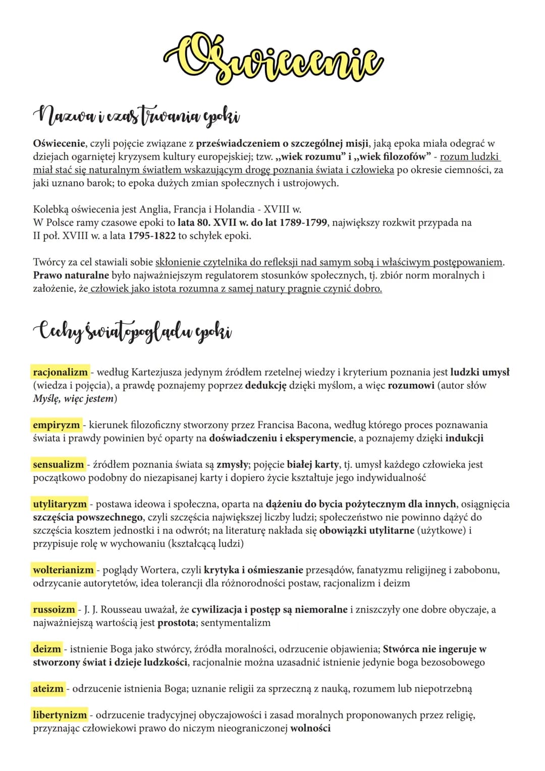 Orwiecenic
Nazwa i czas trwania cooki
Oświecenie, czyli pojęcie związane z przeświadczeniem o szczególnej misji, jaką epoka miała odegrać w
