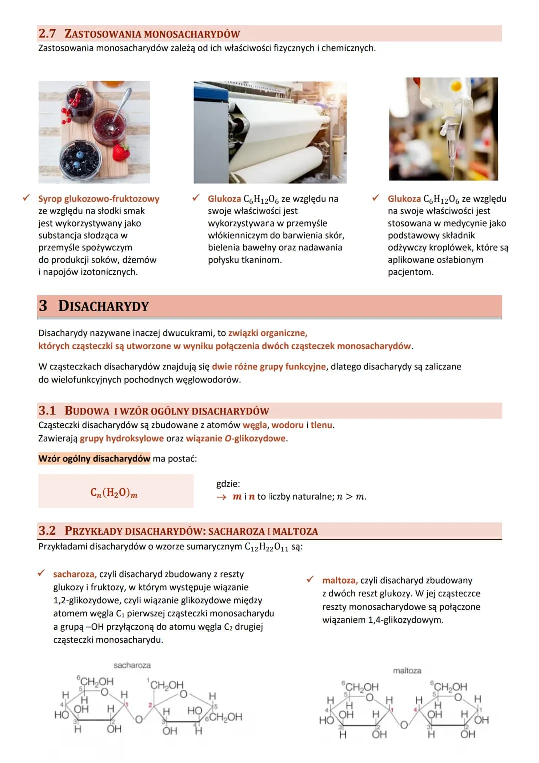 T. CUKRY
1 SACHARYDY
Sacharydy, nazywane inaczej cukrami lub węglowodanami, to wielofunkcyjne pochodne węglowodorów,
których cząsteczki opró