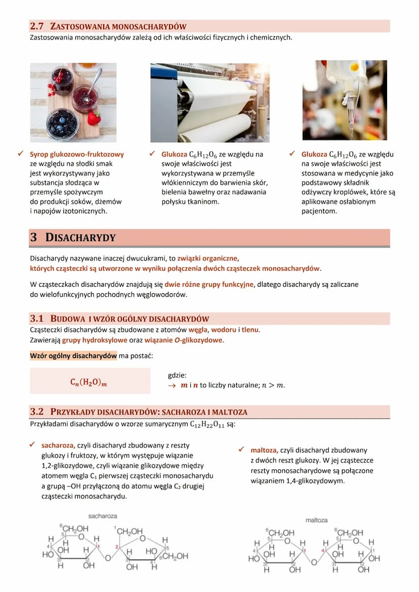 T. CUKRY
1 SACHARYDY
Sacharydy, nazywane inaczej cukrami lub węglowodanami, to wielofunkcyjne pochodne węglowodorów,
których cząsteczki opró