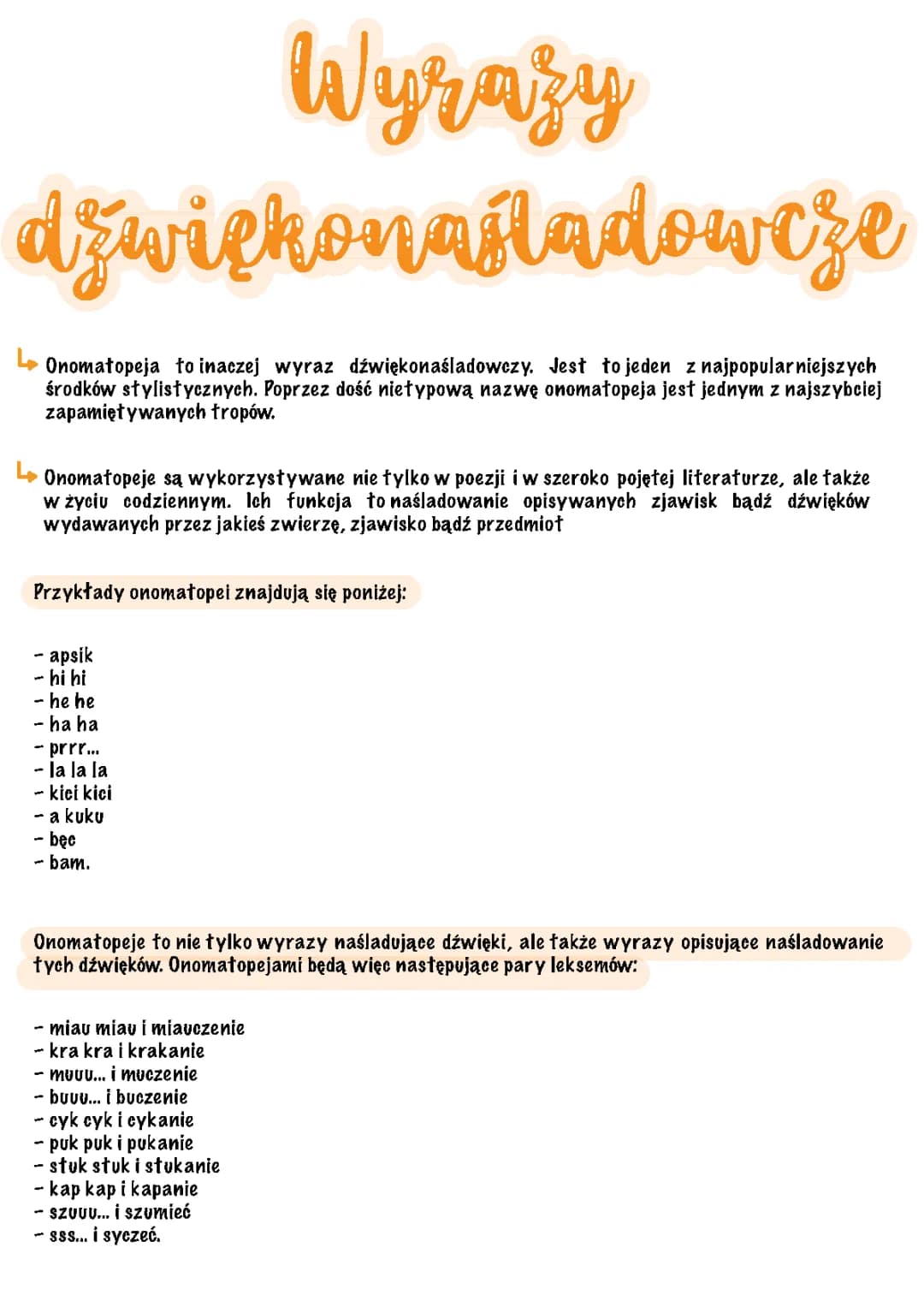 Wyrazy dźwiękonaśladowcze - Przykłady i Lista
