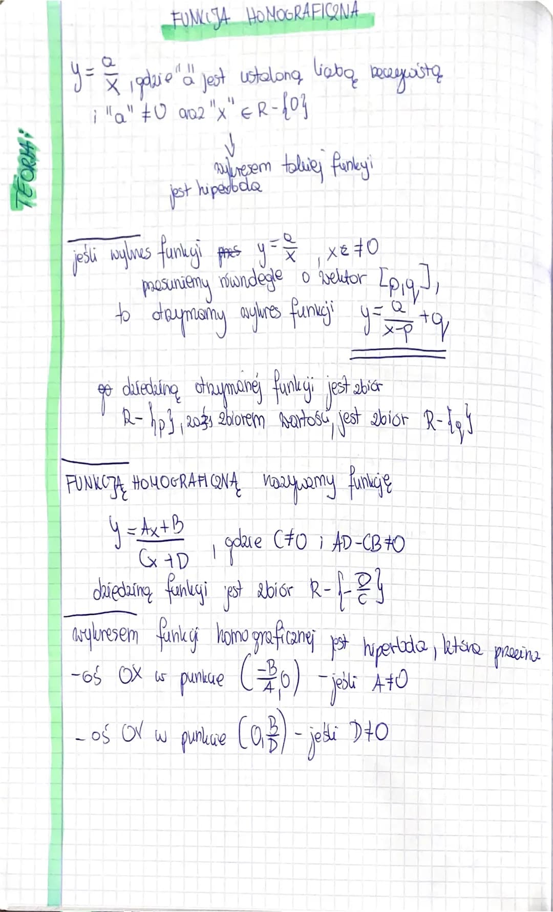AYOL
FUNKCJA HOMOGRAFICONA
y = =, gdzie" a" jest ustalong liabą beczywistą
; "a" #0 902 "x" ER-{o}
aykresem talkiej funky i
jest hiperbola
x