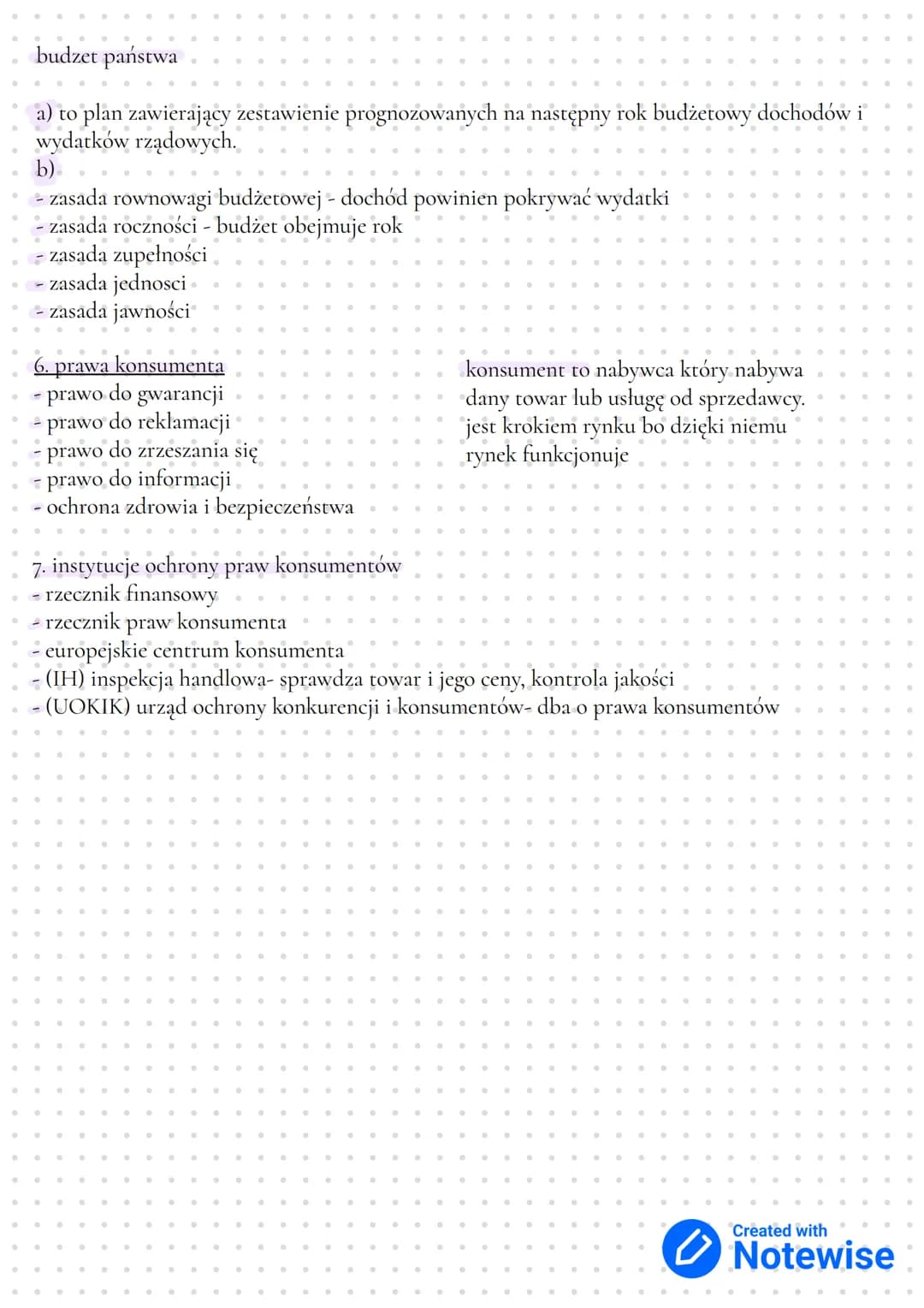 6
popyt:
3. podaż
-
●
●
1. Cechy gospodarki rynkowej:
Dominacja własności prywatnej
- Alokacja poprzez rynek- poprzez popyt i podaż
- Rynek 