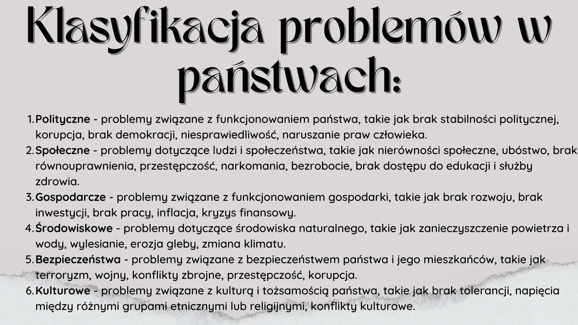 wojna
Problemy państw
utworzonych w XXI
I wieku
polityka
justwhitelines
bieda
władza Klasyfikacja problemów w
państwach:
1. Polityczne - pro