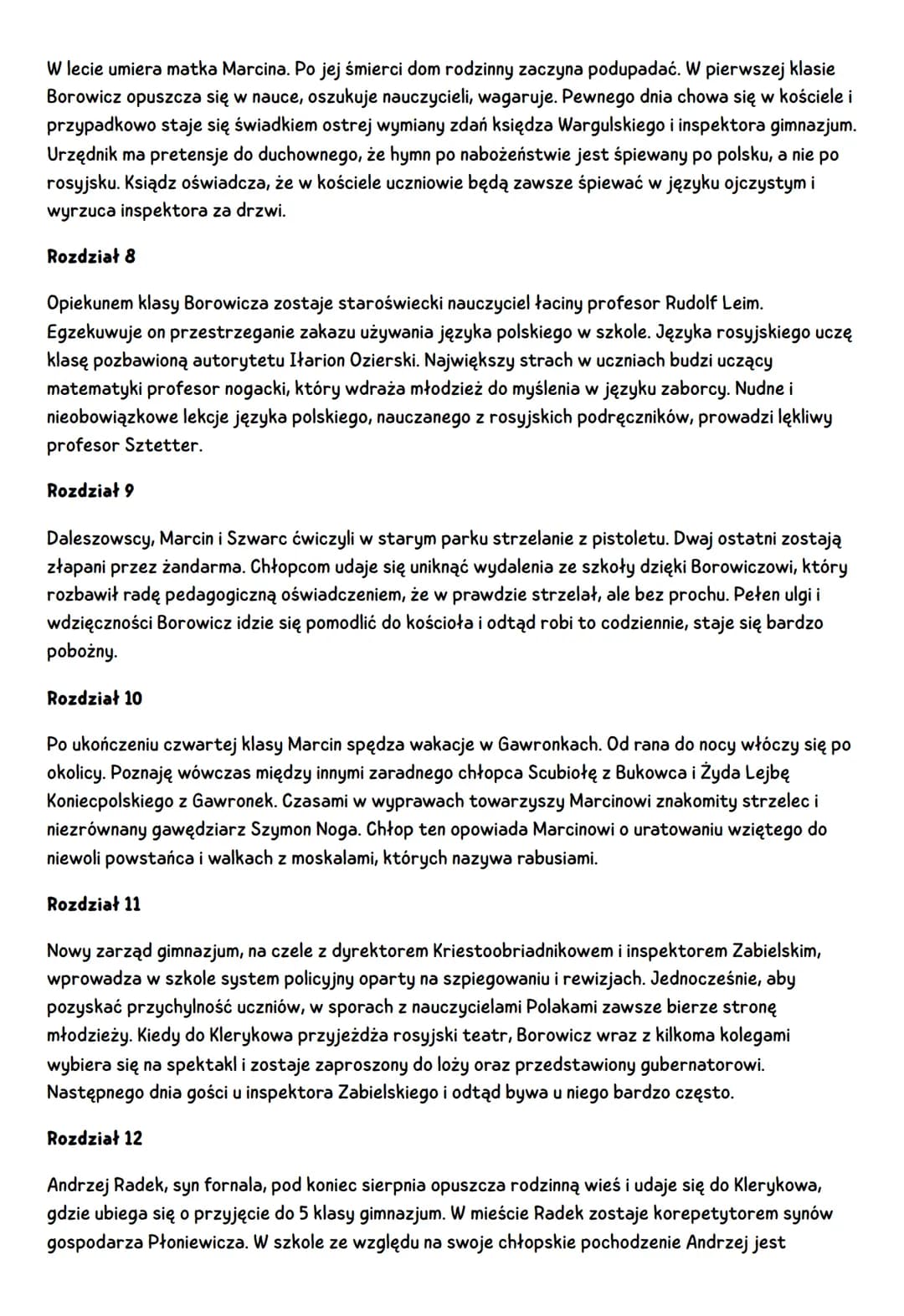 SYZYFOWE PRACE
Rozdział 1
Ośmioletni Marcin Borowicz na początku stycznia rozpoczyna naukę w wiejskiej szkole w
Owczarach. Rodzice pozostawi