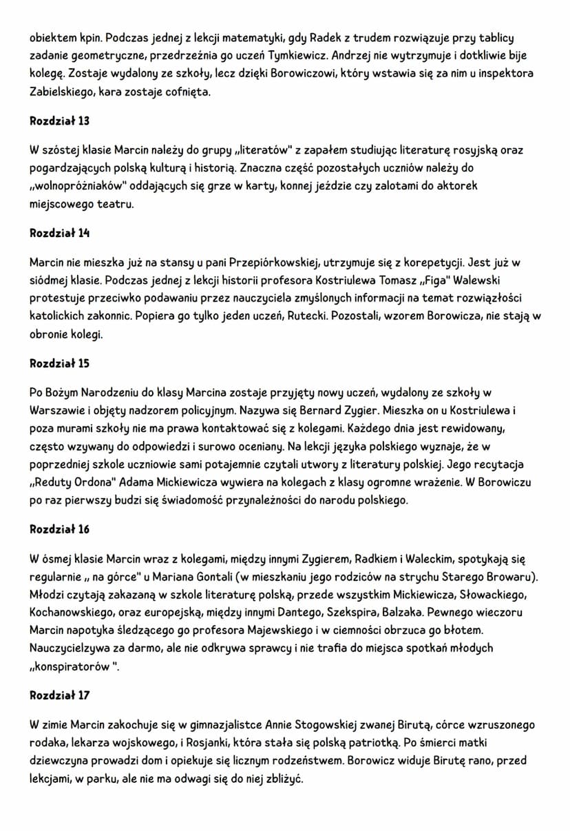 SYZYFOWE PRACE
Rozdział 1
Ośmioletni Marcin Borowicz na początku stycznia rozpoczyna naukę w wiejskiej szkole w
Owczarach. Rodzice pozostawi
