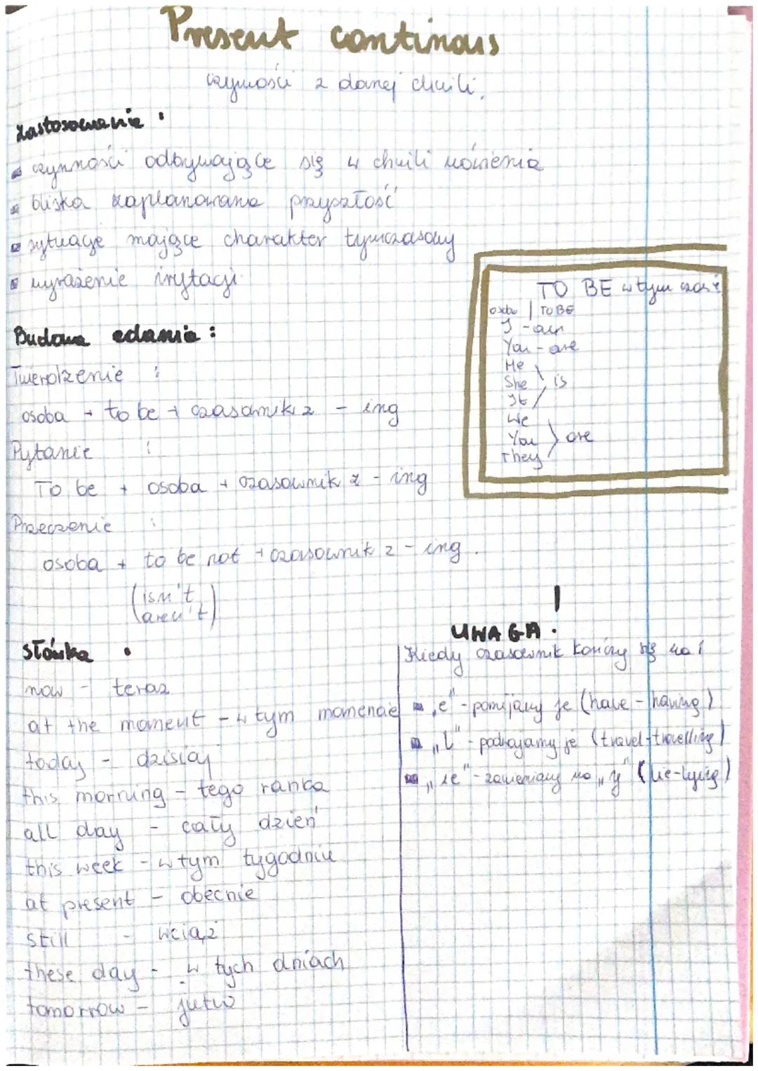 12
zastosowanie
cynnosci odbywająle się w chwili mowienia
• bliska raplanarane przyszłość
A
sytuage mająue charakter tymczasoby
myrazenie ir