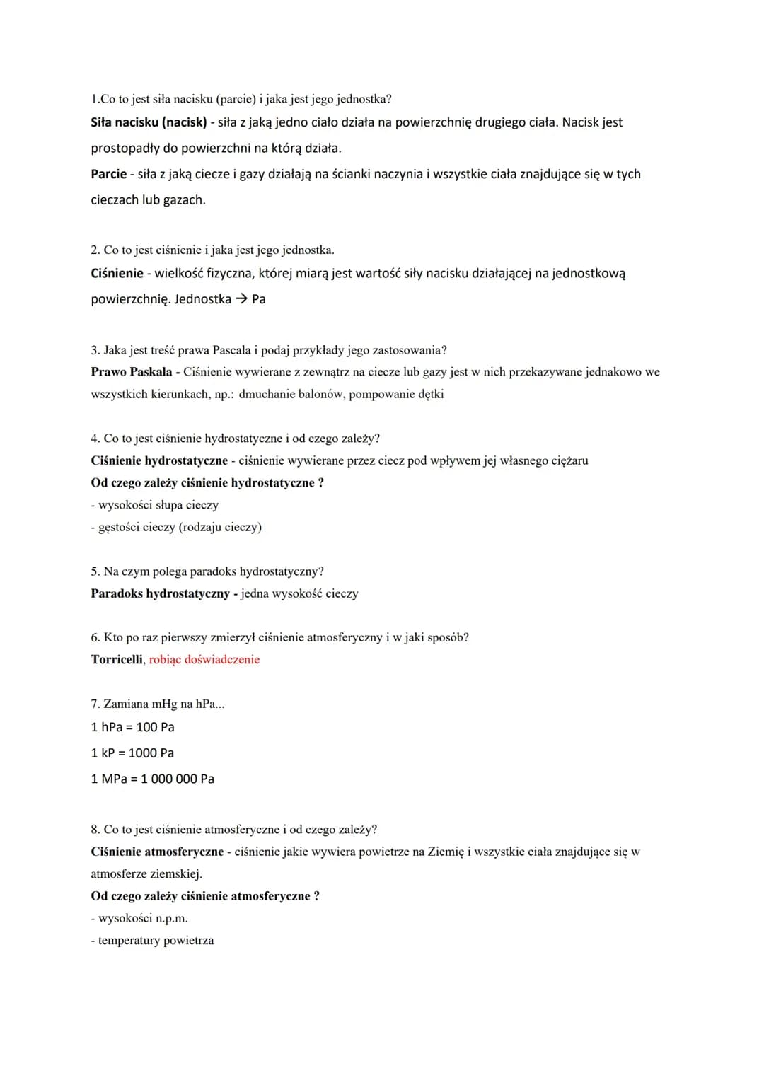 Hydrostatyka i aerostatyka - definicje